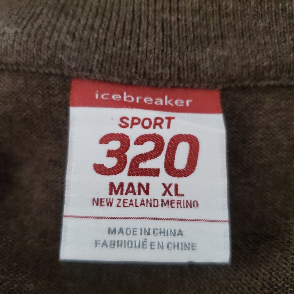 Icebreaker Sport 320 Men's Merino Wool 1/4 Zip Sweater Size XL Brown HOLES READ - Picture 11 of 14
